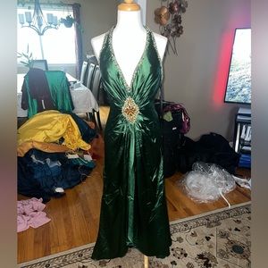 Hunter green backless dress